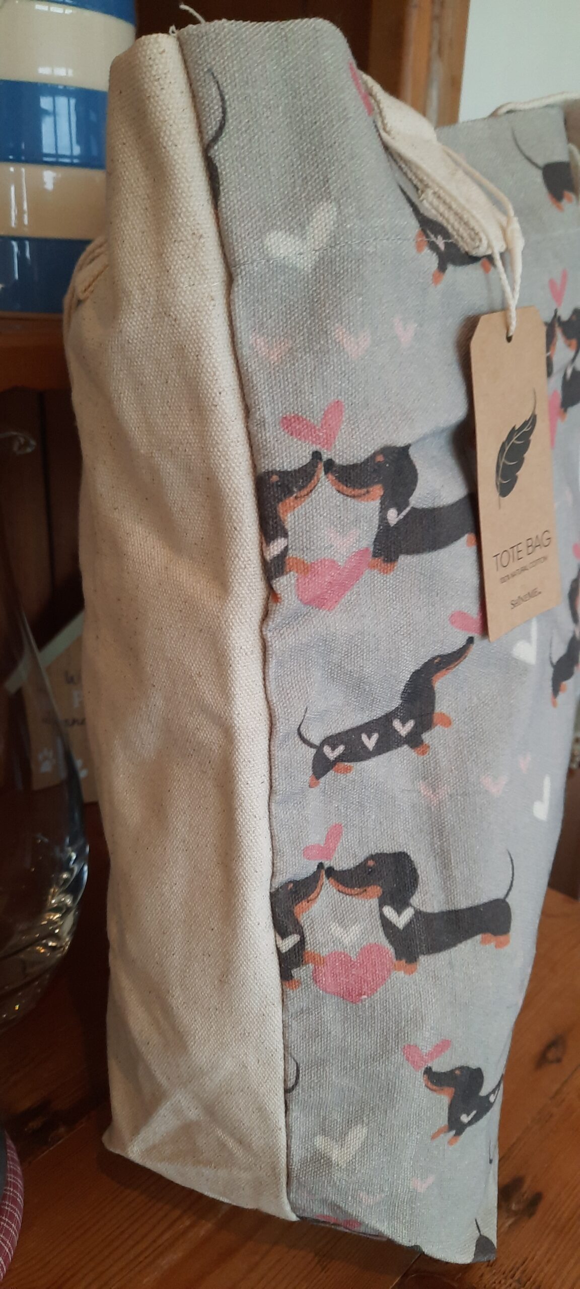 Dachshund Love Heart Cotton Tote Bag - Image 2