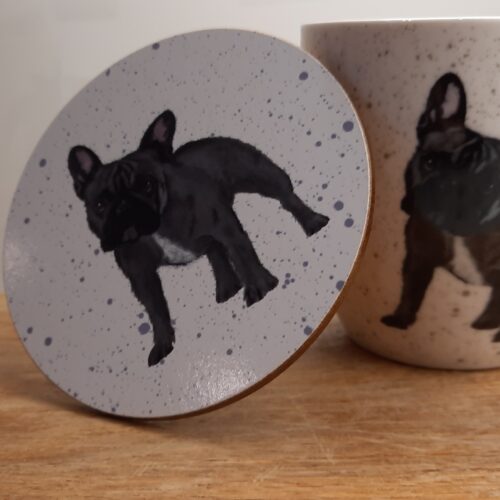 Waggy Tails French Bull Dog Mug, Tray & Coaster set - Image 4