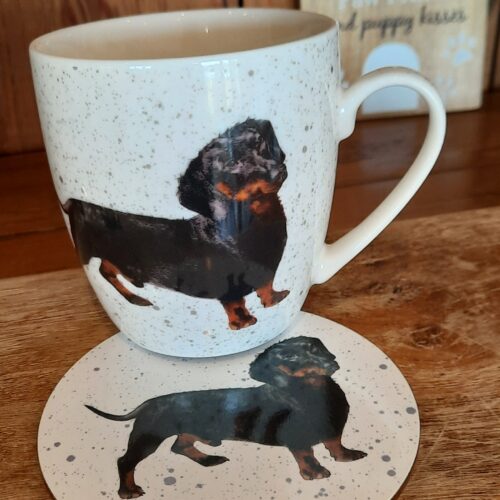 Waggy Tails - Dachshund Mug, Tray & Coaster set - Image 4