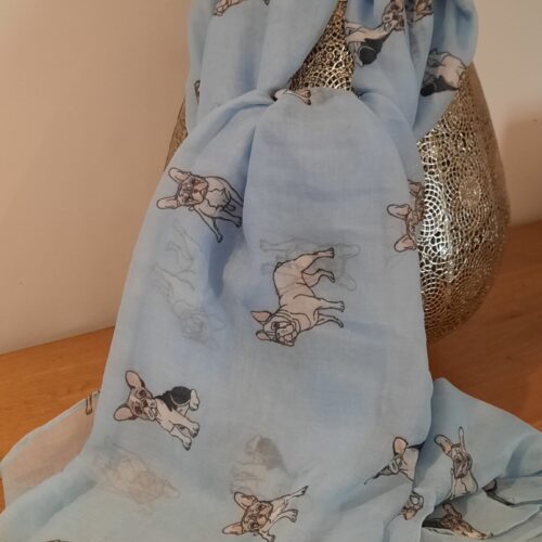 French Bulldog Print Scarf - Baby Blue