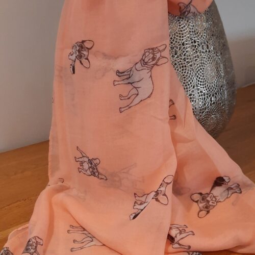 French Bulldog Print Scarf - Soft Pink