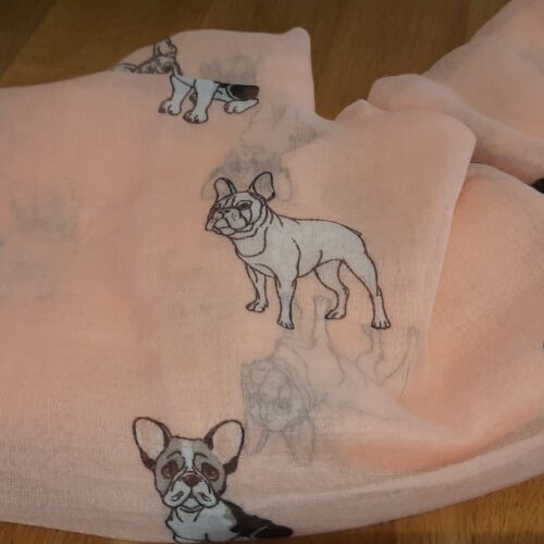 Alternative view of French Bulldog Print Scarf - Soft Pink