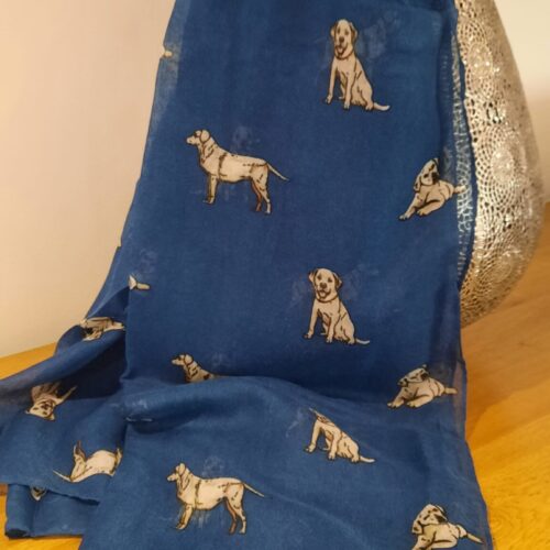 Labrador Print Scarf - Blue