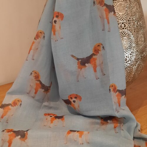 Beagle Print Scarf - Baby Blue