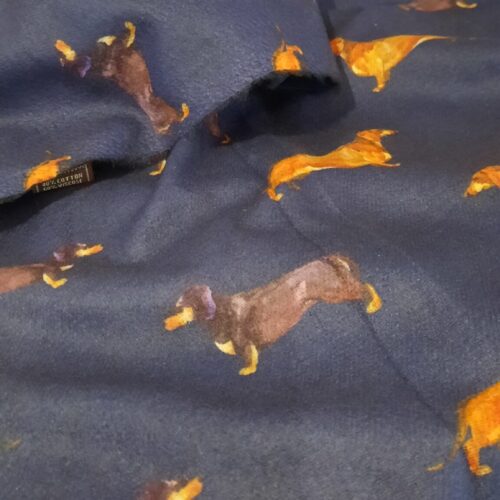 Alternative view of Dachshund Print Fringed Scarf - Navy Blue