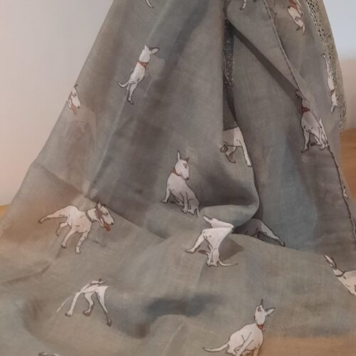 English Bull Terrier Print Scarf - Pale Grey