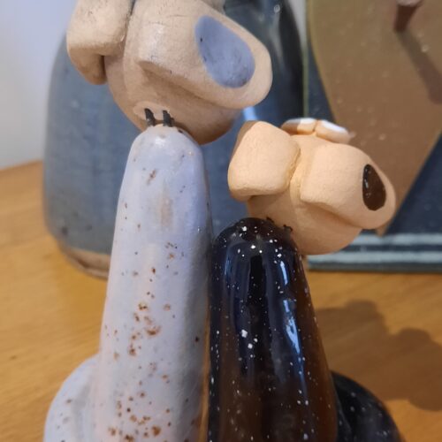 Cute Dog Couples - Red heart, Black Dog & Pale Blue Dog - Image 4