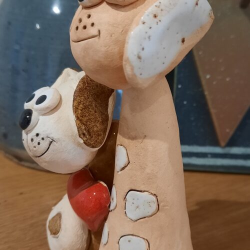 Cute Dog Couples - Red heart, Brown Dog & White Patch - Image 4