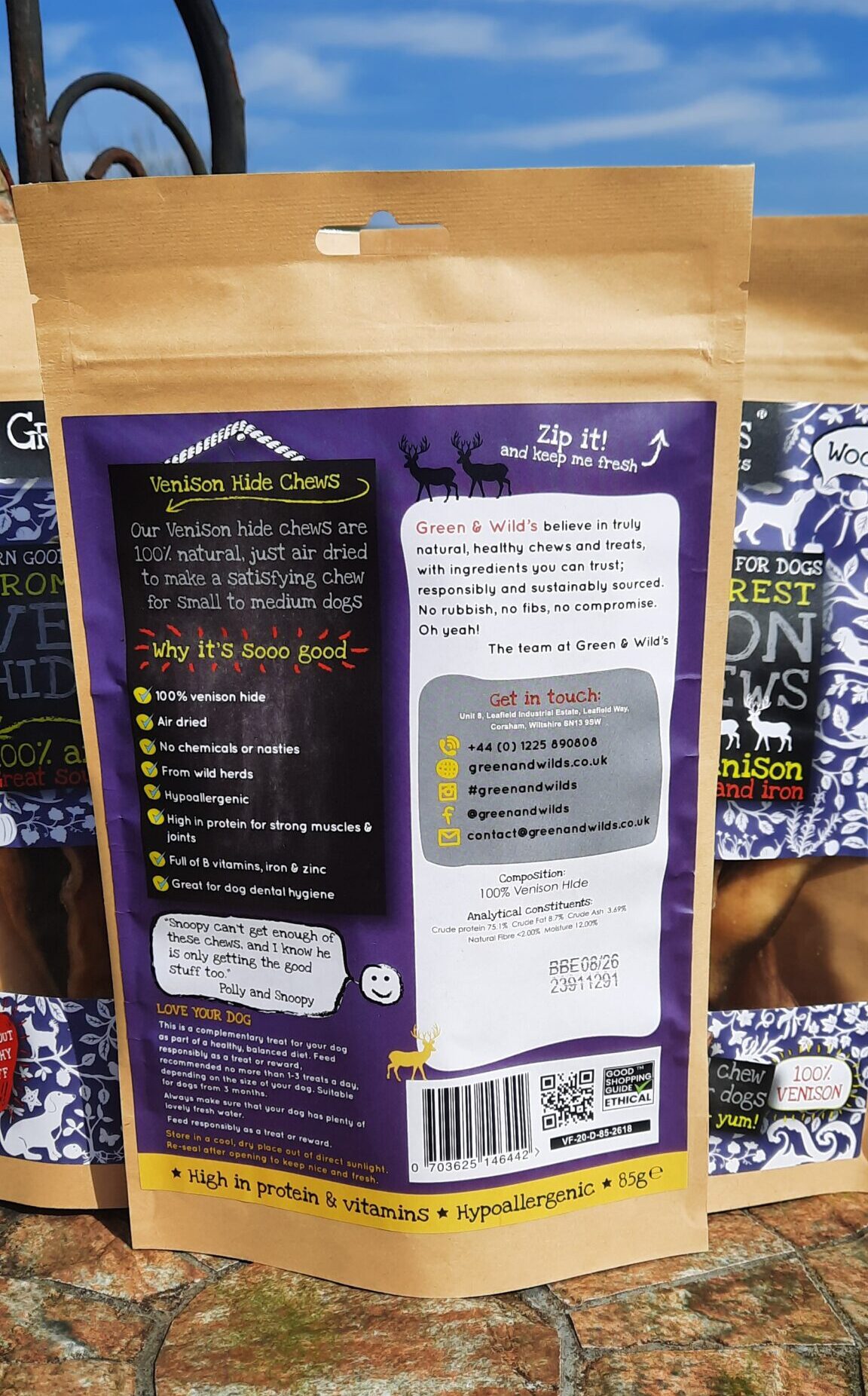 Green & Wild's - Venison Hide Chews - 3 Packs - Image 3