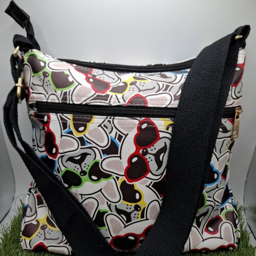 Cross Body Bag -  Multi-Colour Frenchie Print