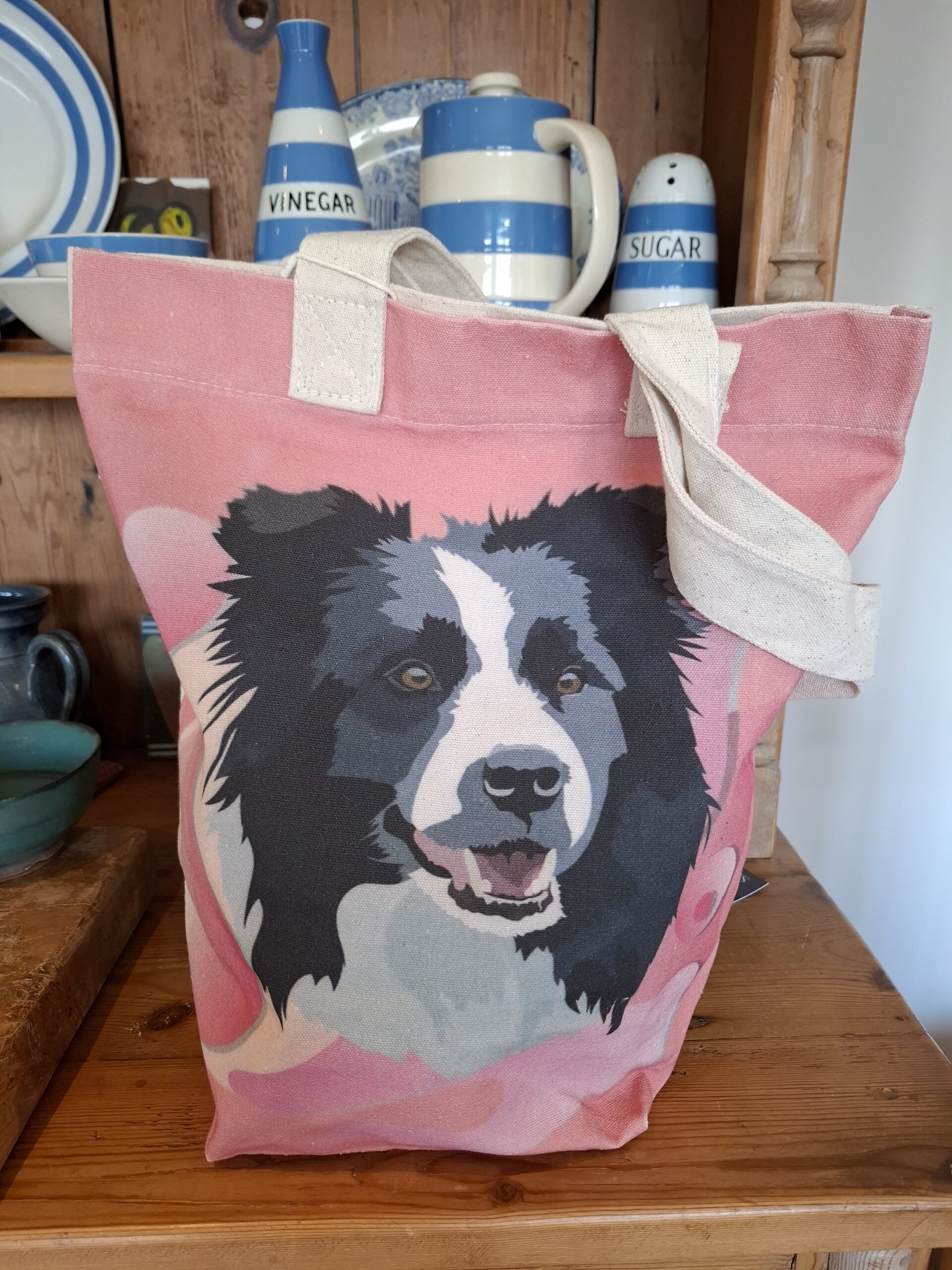 Border Collie Cotton Tote Bag