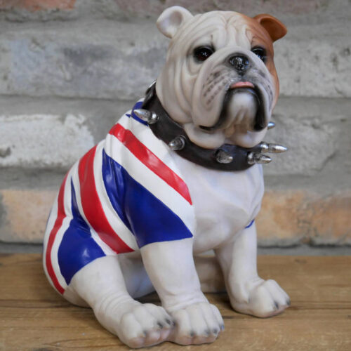 A British Sitting Bulldog With Union Jack Flag
