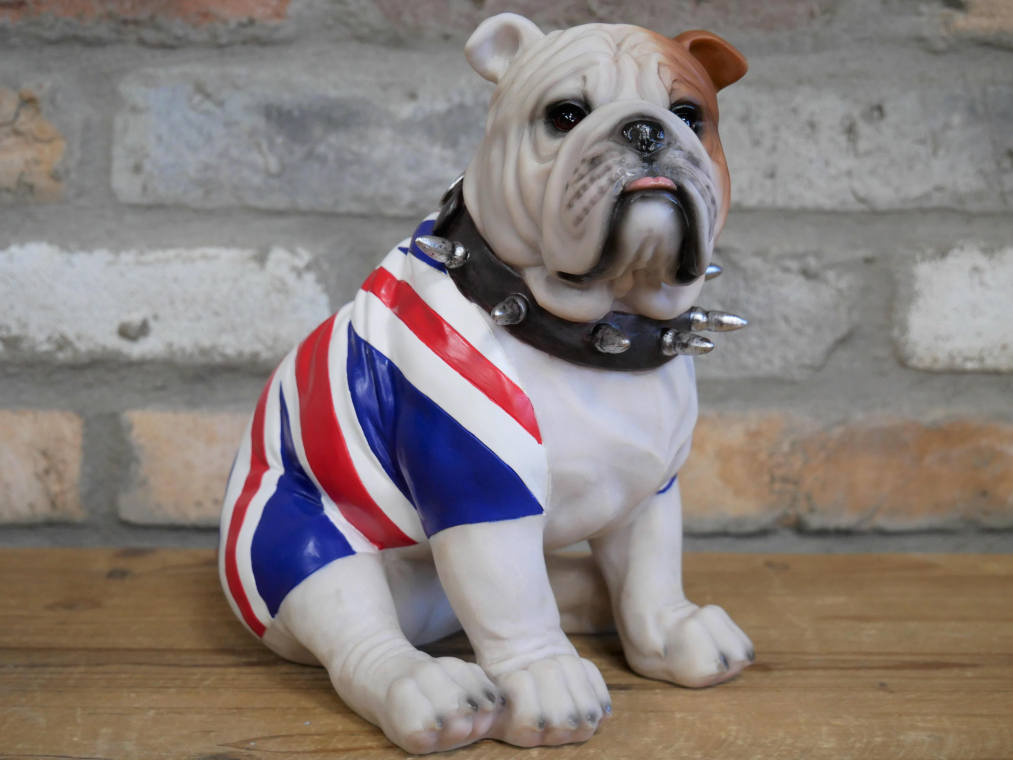 A British Sitting Bulldog With Union Jack Flag