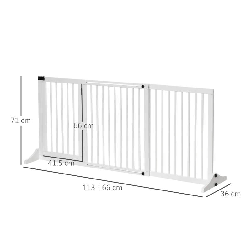 Freestanding, Length Adjustable Wooden Pet Gate. Lockable Door. 3 Panels in White - Image 4