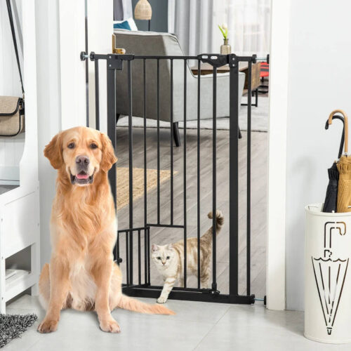 Extra Tall Dog Gate with Cat Door.