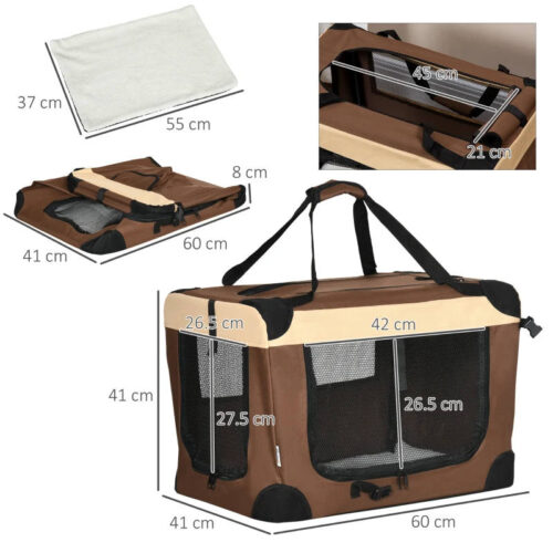 60cm Foldable Dog Carrier – Miniature Dogs - Brown - Image 3