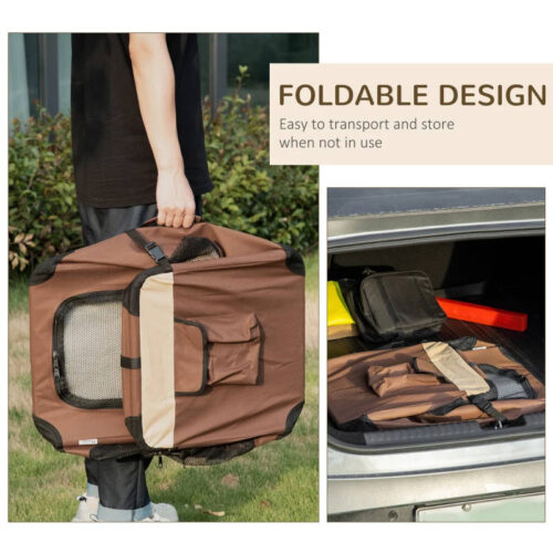 60cm Foldable Dog Carrier – Miniature Dogs - Brown - Image 5