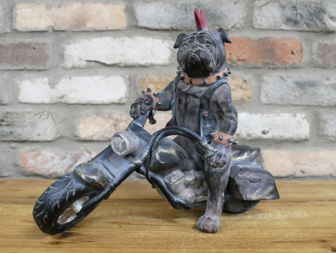 Motorbike Bull Dog Figurine