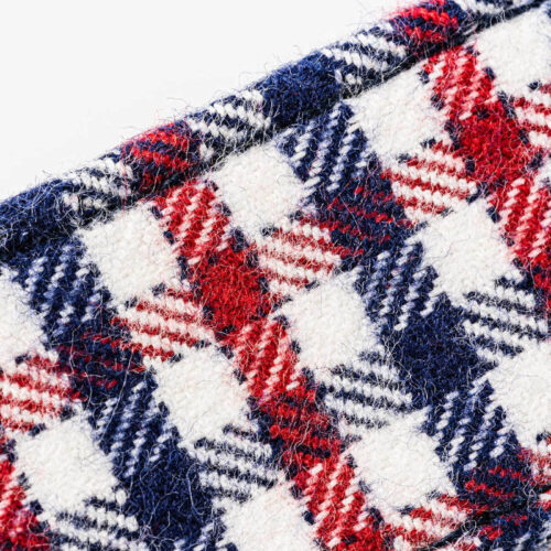 Checked Navy and Red Fabric Dog Collar - Image 2