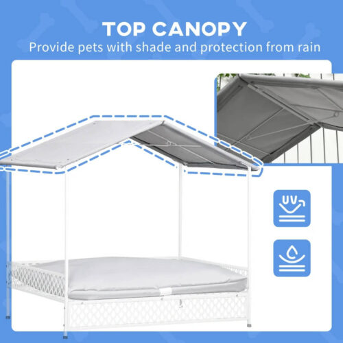 PawHut Steel Frame Dog Bed, Water-Resistant Canopy and Cushion. Medium Dogs - Image 3