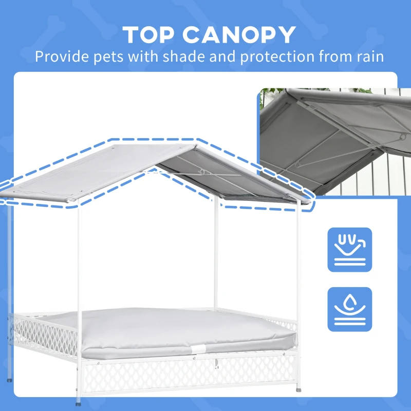 PawHut Steel Frame Dog Bed, Water-Resistant Canopy and Cushion. Medium Dogs - Image 3
