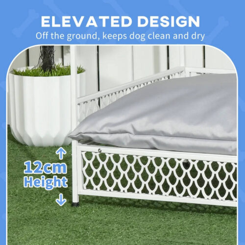 PawHut Steel Frame Dog Bed, Water-Resistant Canopy and Cushion. Medium Dogs - Image 4
