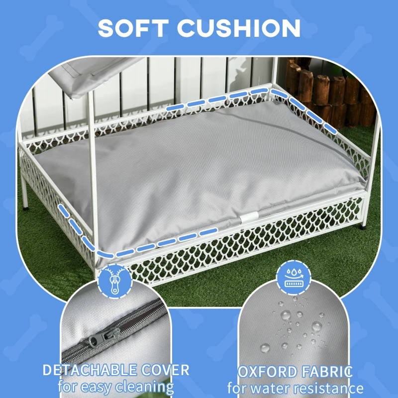 PawHut Steel Frame Dog Bed, Water-Resistant Canopy and Cushion. Medium Dogs - Image 5