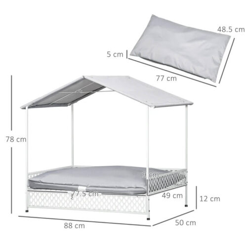 PawHut Steel Frame Dog Bed, Water-Resistant Canopy and Cushion. Medium Dogs - Image 7