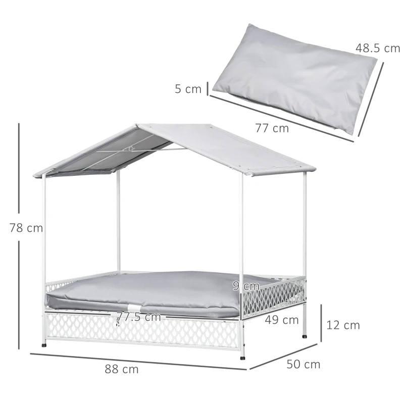 PawHut Steel Frame Dog Bed, Water-Resistant Canopy and Cushion. Medium Dogs - Image 7
