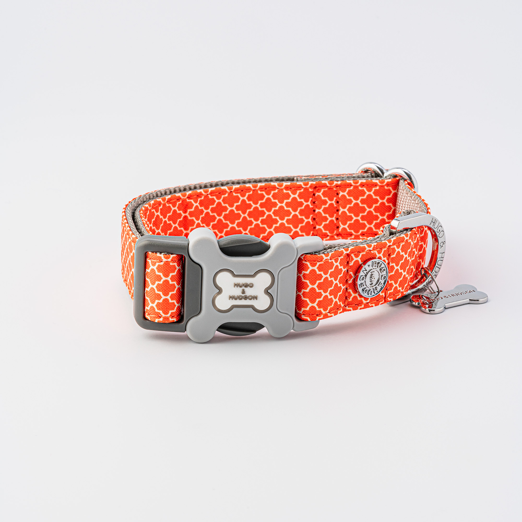 Hugo & Hudson Fabric Dog Collar - Geo Orange