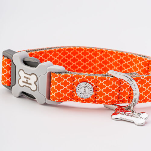 Alternative view of Hugo & Hudson Fabric Dog Collar - Geo Orange