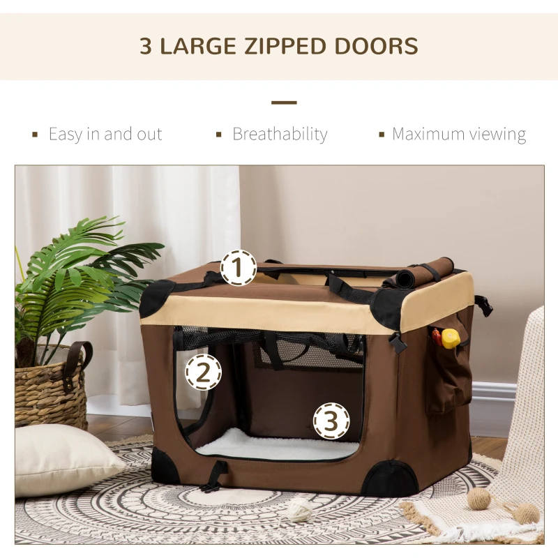 60cm Foldable Dog Carrier – Miniature Dogs - Brown - Image 6