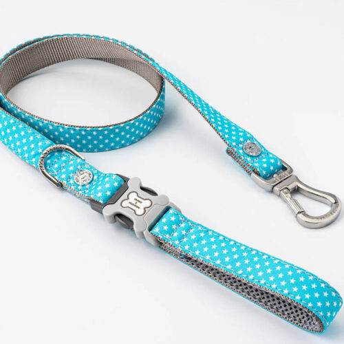 Hugo & Hudson - Fabric Dog Lead - Turquoise Star
