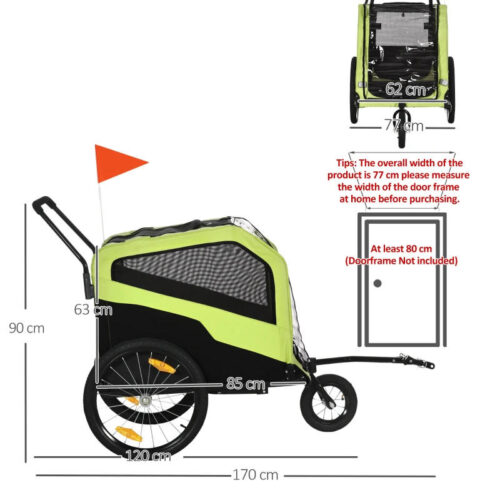 2 in 1 Dog Bike Trailer Pet Stroller for Large Dogs - Image 3
