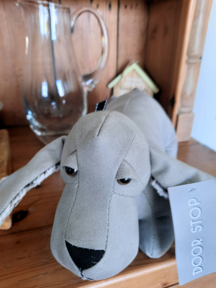 Dachshund Faux Fur Door Stop Novelty Sausage Dog Shape Grey Doorstop - Image 4