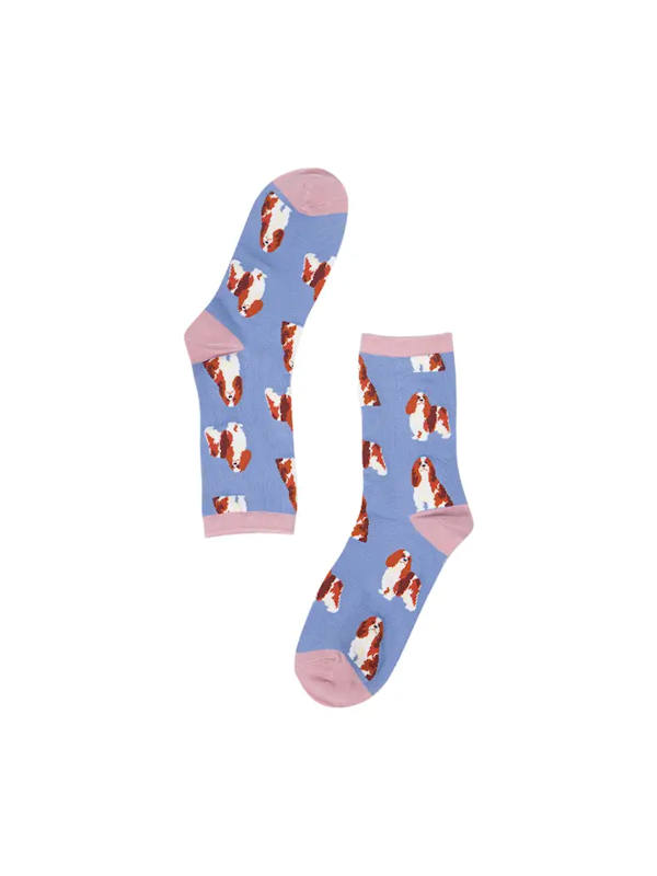 Womens Bamboo Dog Socks Cavalier King Charles Spaniel Lilac