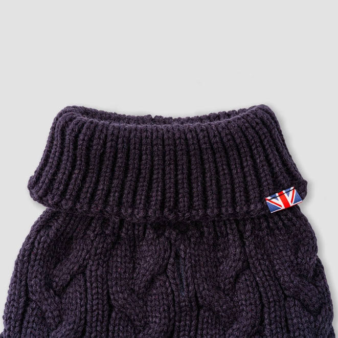 Hugo & Hudson - Cable Knit Dog Sweater - Navy - Image 3