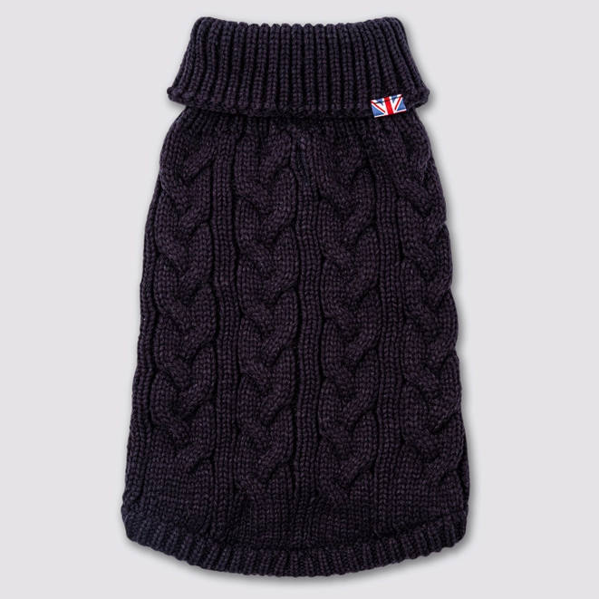 Hugo & Hudson - Cable Knit Dog Sweater - Navy - Image 2