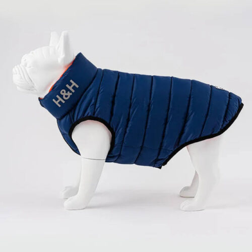 Hugo and Hudson Reversible Dog Puffer Jacket Orange and Navy - Image 4