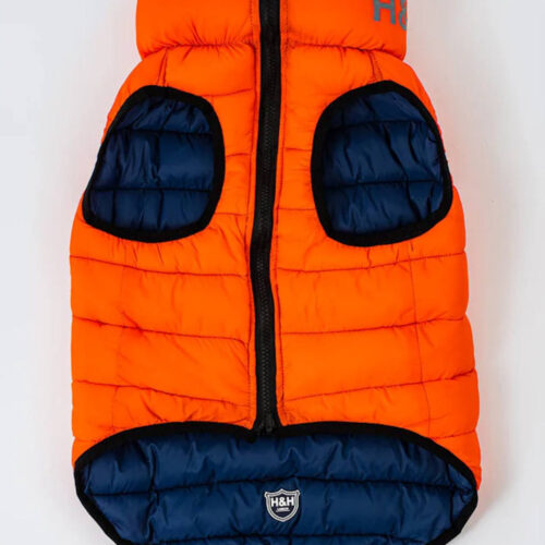 Hugo and Hudson Reversible Dog Puffer Jacket Orange and Navy - Image 3