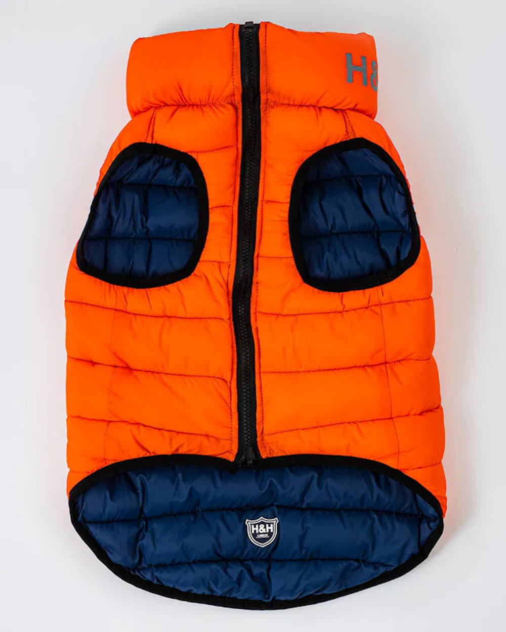 Hugo and Hudson Reversible Dog Puffer Jacket Orange and Navy - Image 3