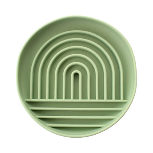 Silicone Slow Feeder Bowl With Suction Base - GREEN