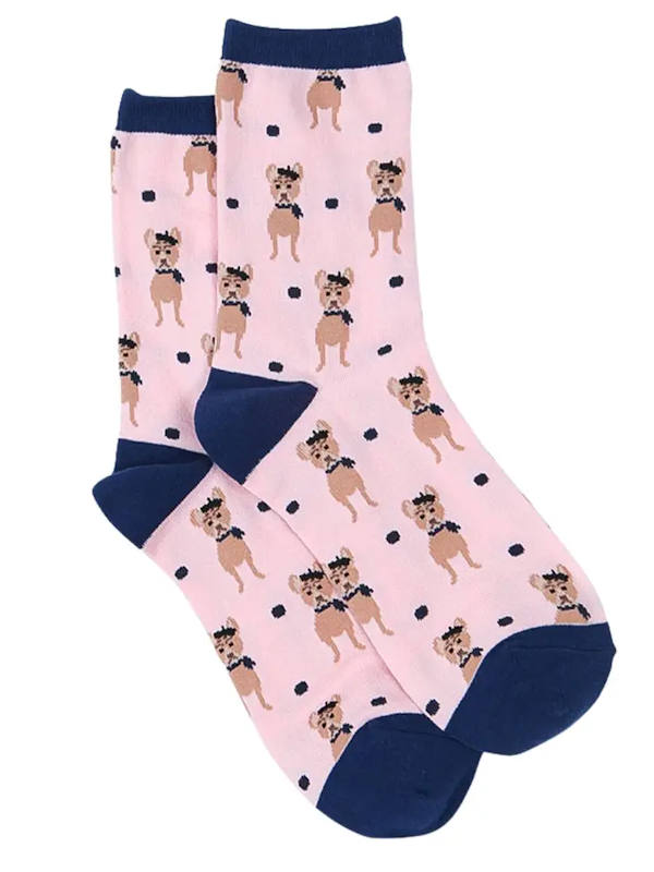 Womens Bamboo Dog Socks French Bulldog Novelty Ankle Socks