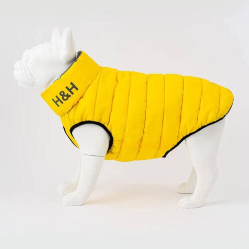 Hugo and Hudson - Reversible Dog Puffer Jacket - Yellow and Grey