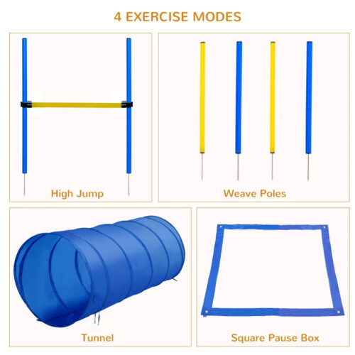 Adjustable Pet Agility Training Set. Blue/Yellow - Image 4