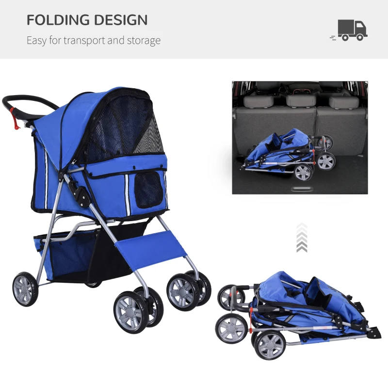 Pet Stroller for Small Miniature Dogs. Blue - Image 4