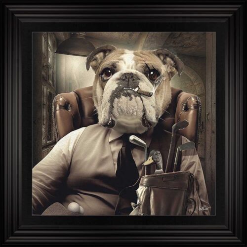Bulldog Golfing Boss Framed Artwork