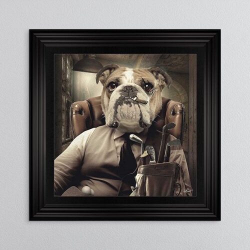 Alternative view of Bulldog Golfing Boss Framed Artwork