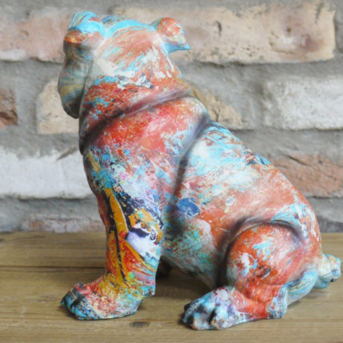 Distressed Decoupage Style Bulldog Figurine - Image 3