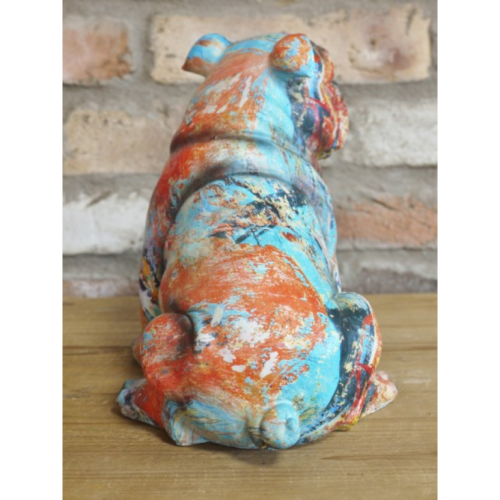 Distressed Decoupage Style Bulldog Figurine - Image 4